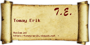 Tomay Erik névjegykártya